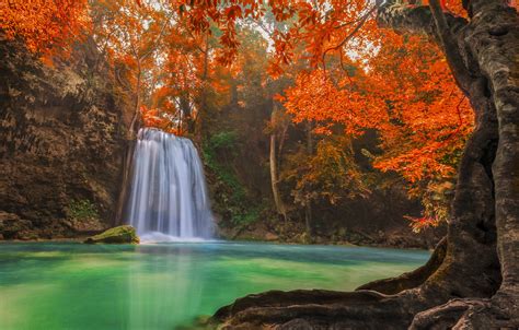 Thailand Waterfalls River Autumn Nature Autumn Wallpaper 4500x2871