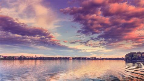 Fascinating Landscape Majestic Sunset Dramatic Colorful Clouds Over