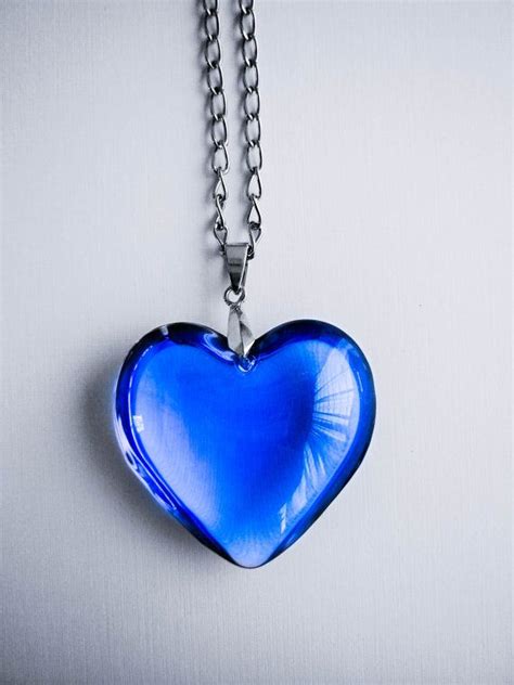 Blue Heart Necklace Blue Heart Pendant Swarovski Perfect Etsy