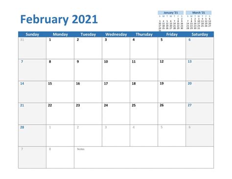 Word calendar templates for 2021. Free February 2021 Printable Calendar Template in PDF ...