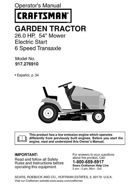 Craftsman 917276910 Operators Manual Pdf Download Manualslib