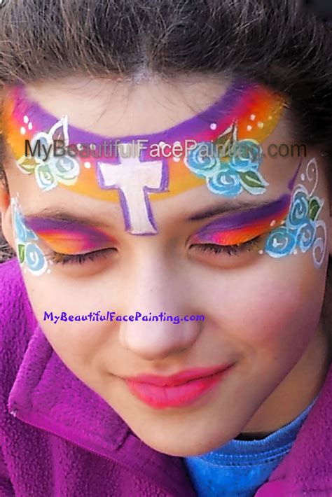 Cross And Rainbow Face Paint Tag Split For Rainbow Cross Flowers And