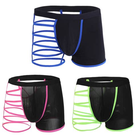 Mens Hollowed Straps One Side Mesh Boxer Briefs Underwear Hot Jockstrap Bikinis Ebay