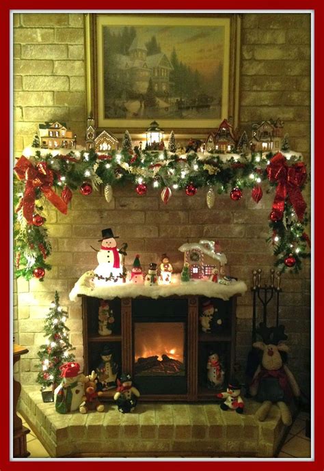 Ccinee 33ft christmas garland,artificial greenery garland with snow for mantle stair fireplace xmas decoration. Christmas mantel, snow village, Christmas Village, garland ...