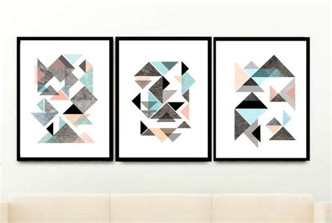 Triptych Wall Art Geometric Art Prints Set Of 3 Prints Etsy