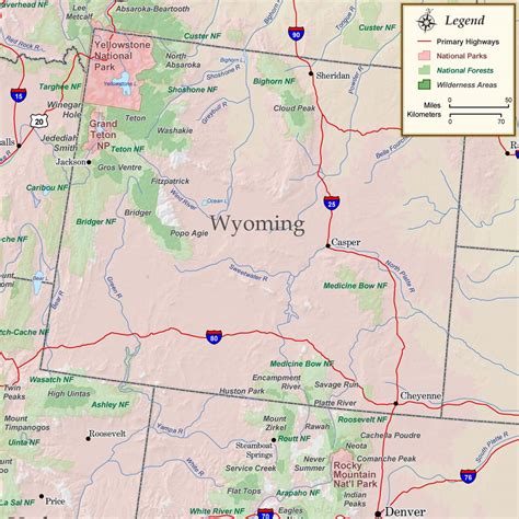 Wyoming National Parks Forests And Wilderness Map Rocky Mountain Maps