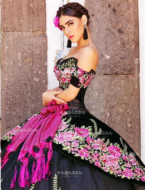 Floral Charro Quince Dress By Ragazza Mv15 115 Mexican Quinceanera
