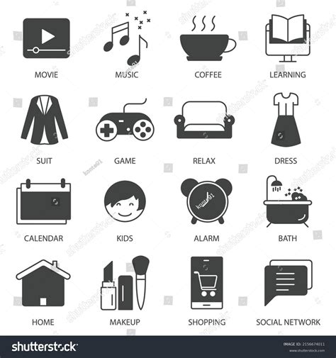 Daily Life Icons Set Daily Life Stock Vector Royalty Free 2156674011