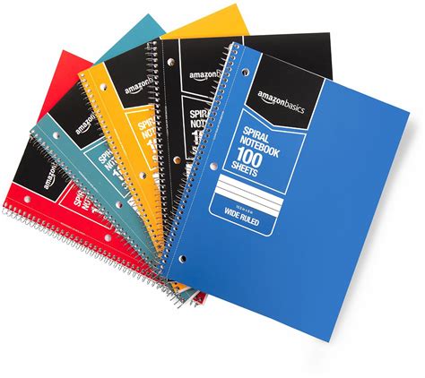 Amazon Basics Wide Ruled Wirebound Spiral Notebook 100 Sheet 5 Pack