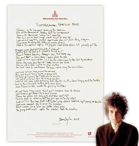 Sold At Auction Bob Dylan Handwritten Signed Lyrics To Counterculture