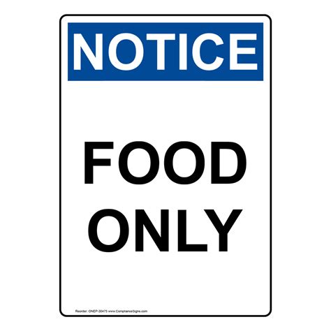 Portrait Osha Food Only Sign Onep 30475