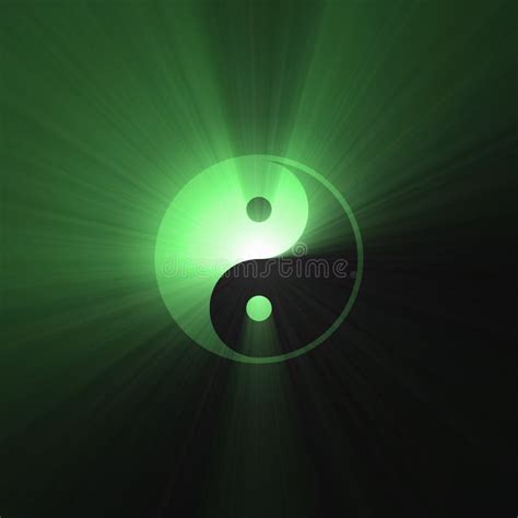 Green Tai Chi Yin Yang Symbol Bright Flare Stock Illustration