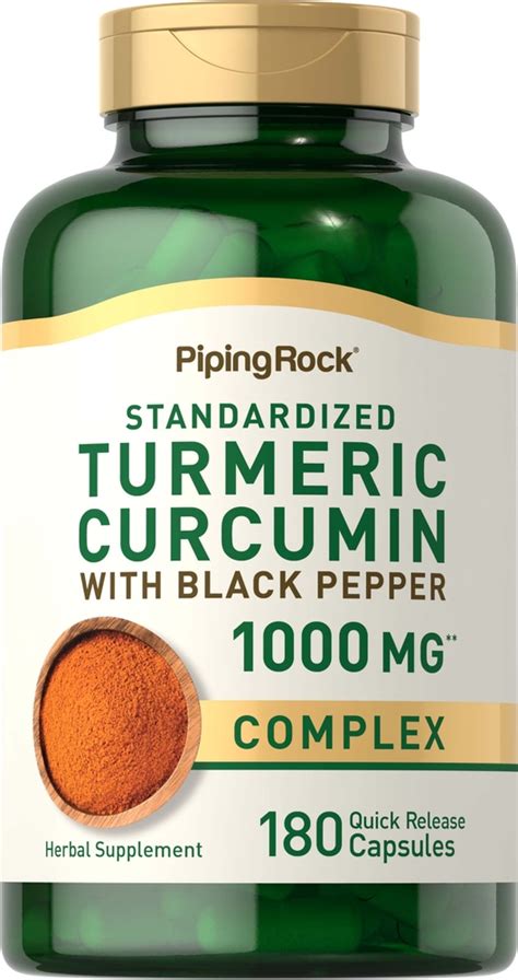 Turmeric Curcumin 1000 Mg With Black Pepper 180 Capsules Pipingrock