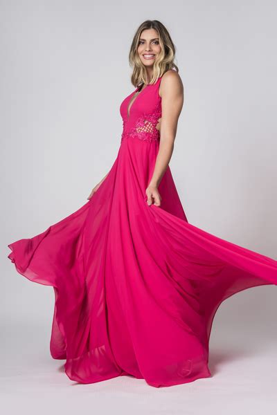 Nikkey Ocasiões Especiais Vestido Longo Marta Pink Alugue Vestidos