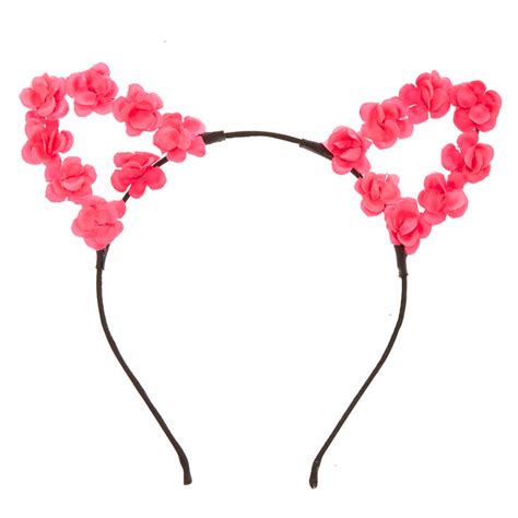 Hot Pink Flower Cat Ears Headband Claires Us