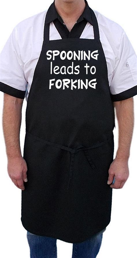 Sexy Aprons Spooning Leads To Forking Cute Kitchen Apron Black Adult Aprons With Extra Long Ties