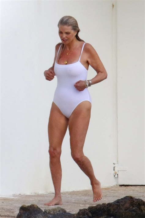 Christie Brinkley In White Swimsuit 2018 19 Gotceleb
