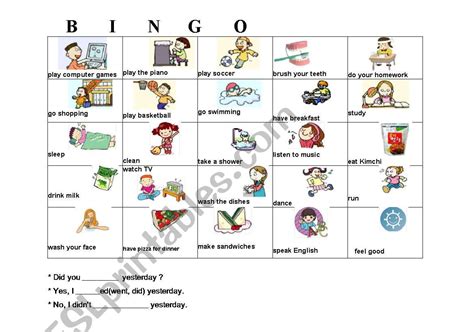 Daily Routines Bingo Cards ESL Worksheet By Nuru Beyza