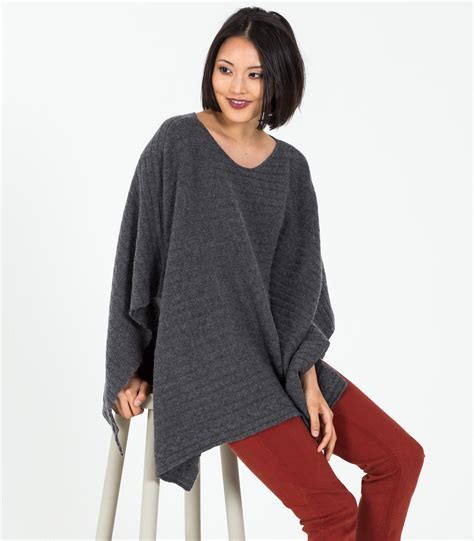 WoolOvers Damen Poncho Gerippt Strickpullover Weich Pullover Merino