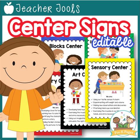 Editable Center Signs For Preschool And Pre K Pre K Pages