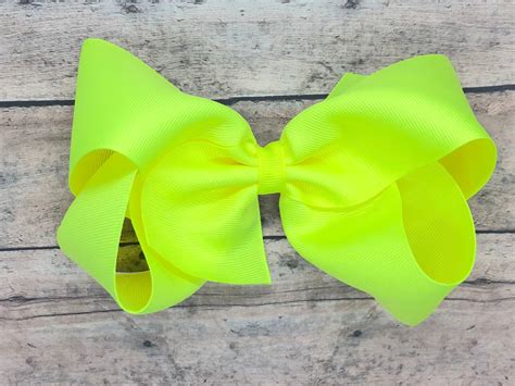 Big Hair Bow 6 Inch Hair Bows Cheer Bows Neon Yellow Hair Etsy