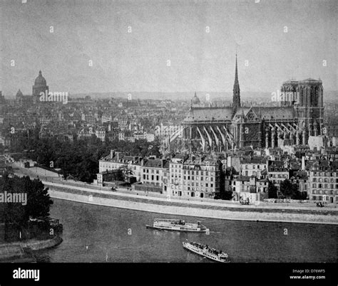 Early Autotype Of Notre Dame Cathedral Paris France 1880 Stock Photo