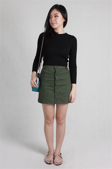 Khaki Denim Skirt Redskirtz