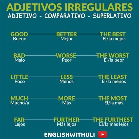 Adjetivos Irregulares Em Ingles