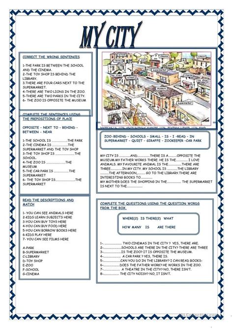 My City Worksheet Free Esl Printable Worksheets Made By Teachers