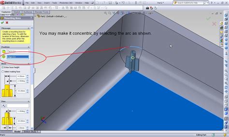 Tutorialusing Mounting Boss Fastening Feature In Solidworks Grabcad