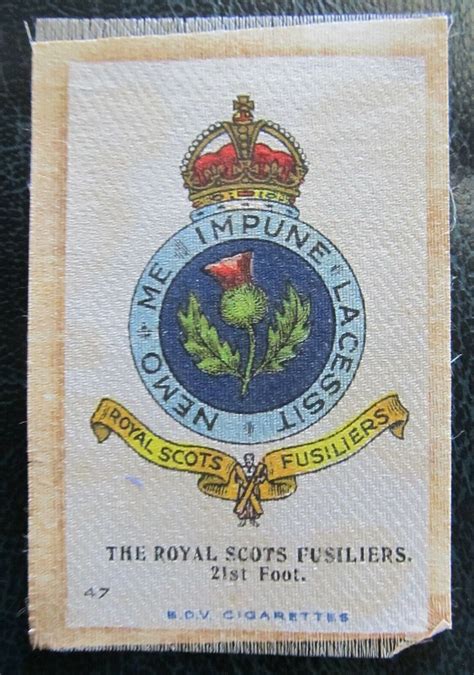 Bdv Cigarette Silks Card Ww1 Era Military Royal Scots Fusiliers Ebay