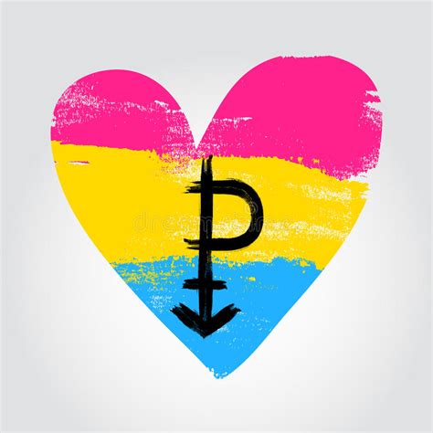 Pansexual Pride Flag In A Form Of Heart With P Symbol Stock Vector
