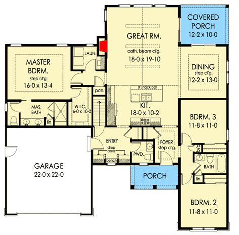 2, 2.5, or 3 bathrooms) & more. Inviting 3-Bedroom Open-Concept Craftsman Ranch Home Plan ...
