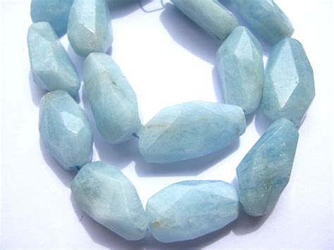 Genuine Aquamarine Beryl Freeform Nuggets Faceted Blue Jewelry Bead 15
