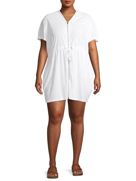 Time And Tru Womens Plus Size Terry Cloth Swimsuit Coverup