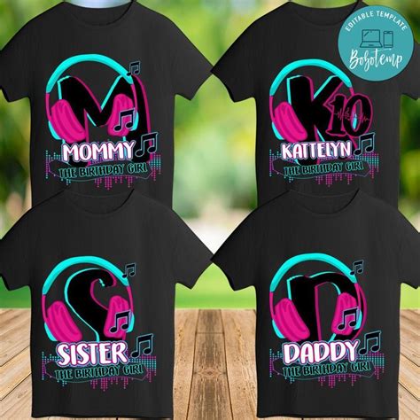 Customizable birthday shirts png or svg file templates for boy, girl, men, women to print instant download. Tiktok Family Matching Iron On Transfer Black Shirt PNG ...