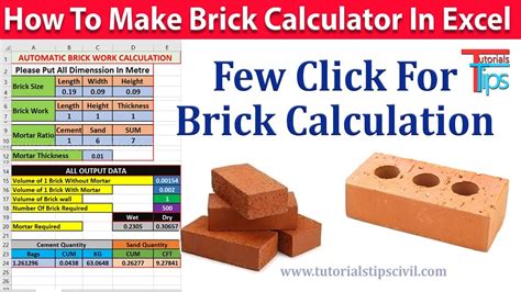 How To Make Brick Calculator In Excel Sheet With Mortar Calculation