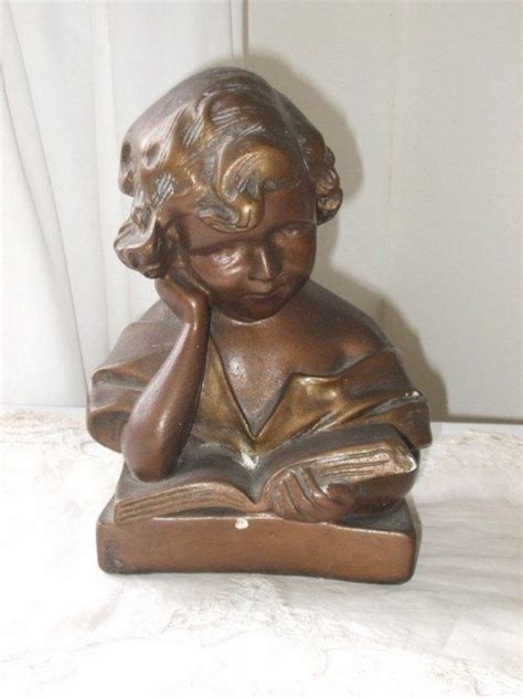 Vintage French Plaster Statue Of A Young Girl Reading A Book 4500