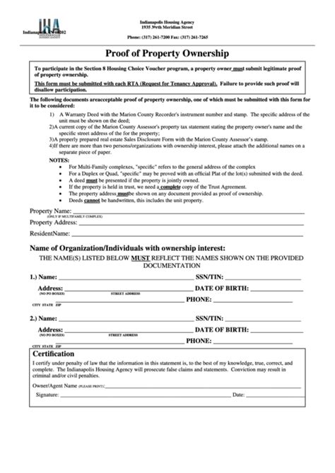 Proof Of Property Ownership Form Printable Pdf Download Gambaran