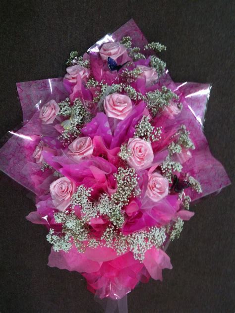 1 Dozen Pink Ribbon Roses With Glitter Hong Kong Style Yelp
