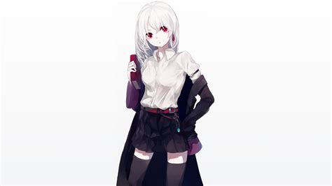Original Characters Standing White Hair Red Eyes Ogami Ren Anime
