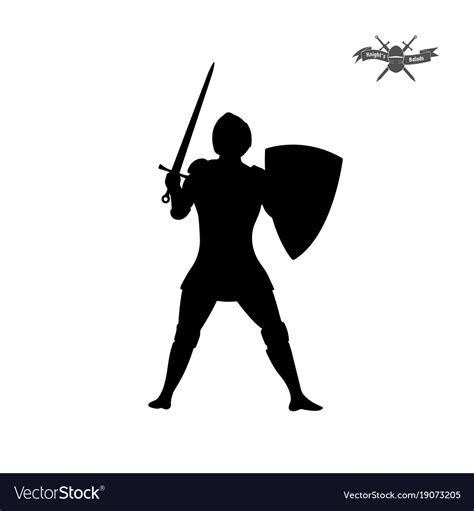Black Silhouette Knight With Sword Royalty Free Vector Image