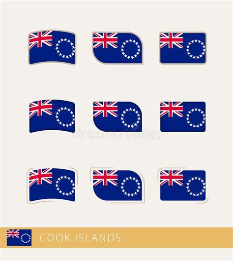 Vector Flags Of Cook Islands Collection Of Cook Islands Flags Stock
