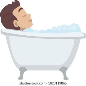 Vector Illustration Man Taking Bath Tub Stock Vector Royalty Free