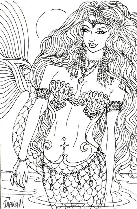 Swimming Mermaid Coloring Pages For Adults Mermaid Coloring Pages