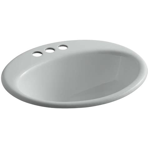 Kohler Farmington Ice Grey Cast Iron Drop In Oval Bathroom Sink With