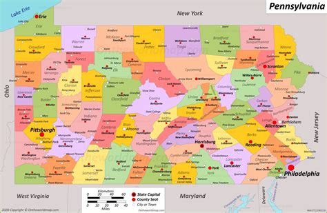 Pennsylvania Map With Cities And Towns