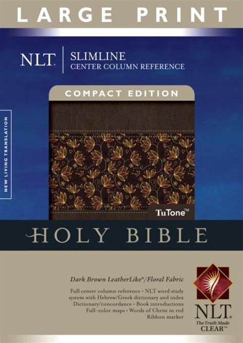 Slimline Center Column Reference Bible Nlt Large Print Compa