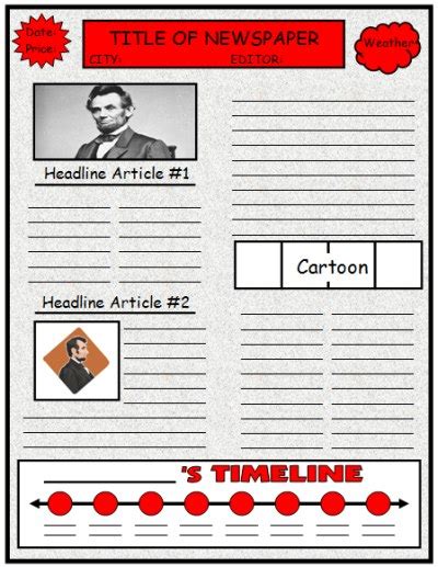 Biography Book Report Newspaper Templates Printable Worksheets And
