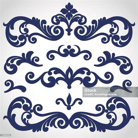 Seamless Vector Set Of Victorian Style Ornament Stock Illustration